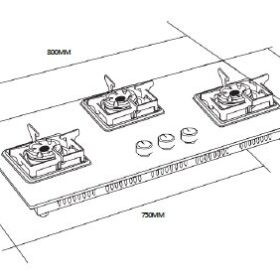 ALIACCA GLANZ PREMIUM GLASS HOB 3 BURNER – AI-GZ-HBI-330CV