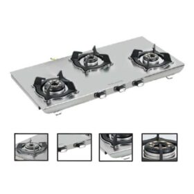 Aliacca Mahabali Matte Steel Cooktop 3 Burner Manual Ignition – AF-MB-330
